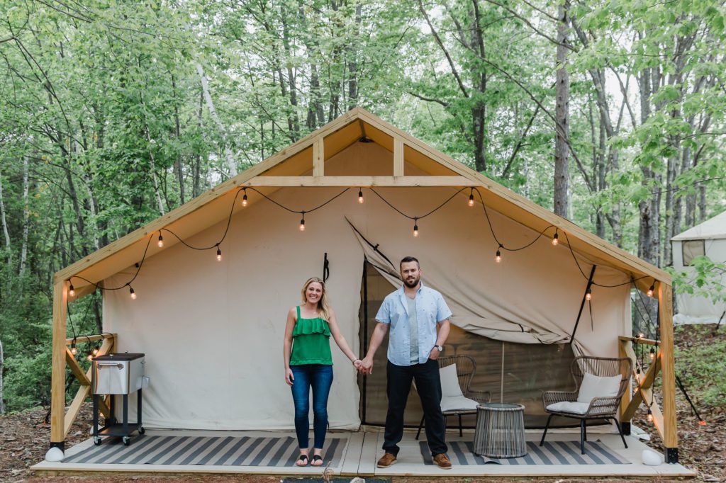 Glamping engagement photos, sandy pines campground, maine wedding photographer, kennebunkport maine photographer, maine tinker photography