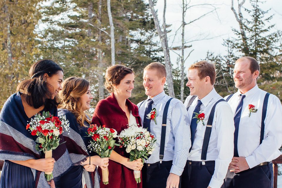 rustic winter wedding in Maine 
